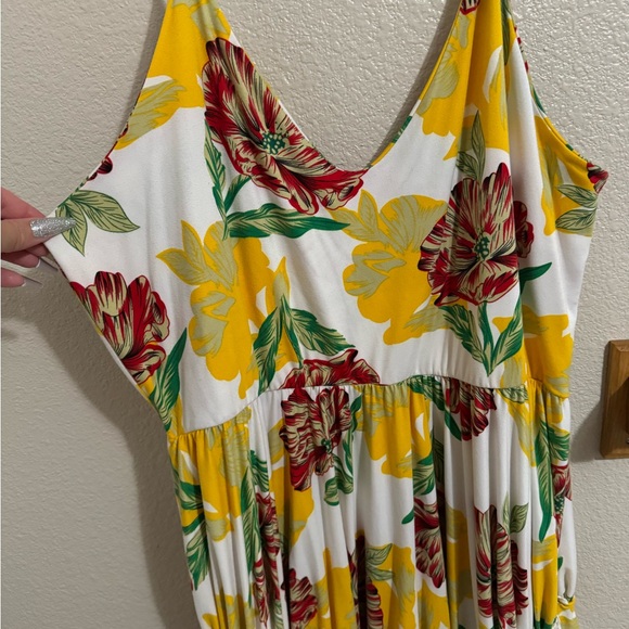 Rebdolls Floral Print Sleeveless Dress - Yellow and White - Picture 2 of 4